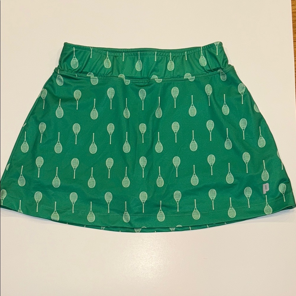 Prince Green Tennis Skirt with Racket Pattern